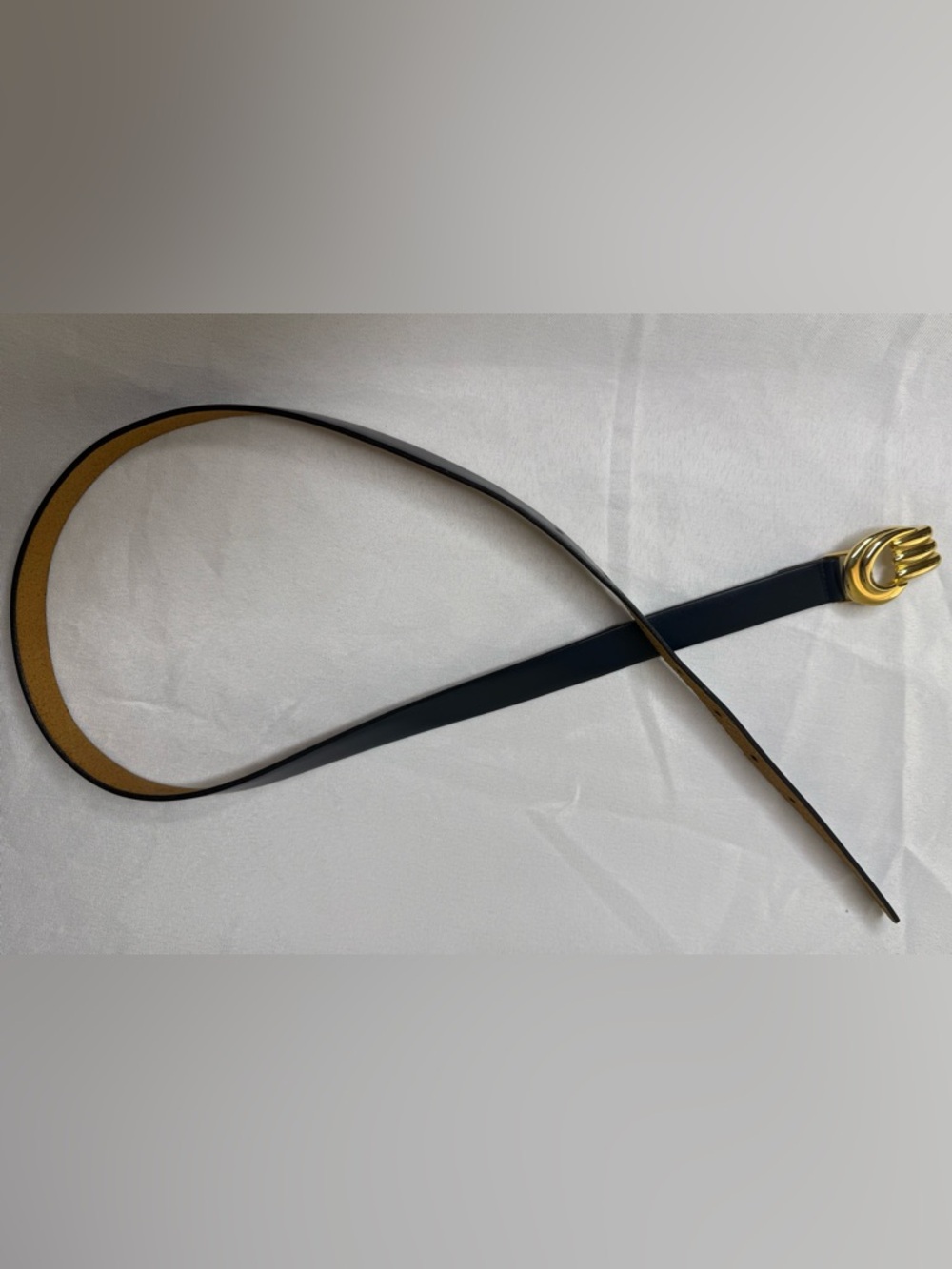 Navy Cowhide Leather Belt with Gold Buckle Pierre Cardin Made in Spain - Picture 13 of 13